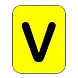 Sign black/yellow 80x51mm - Letter V